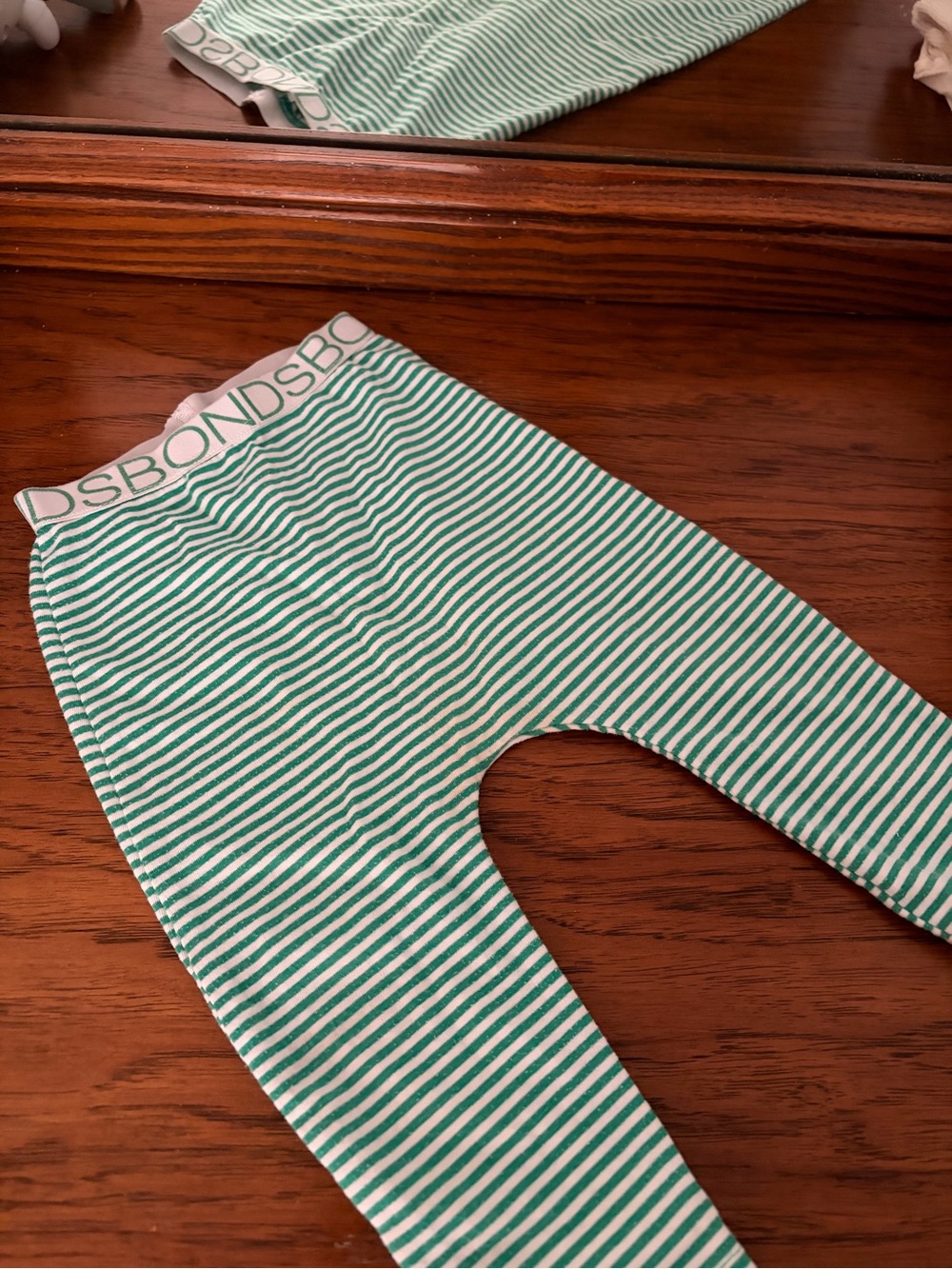 BONDS - Kids Green Stripe Leggings